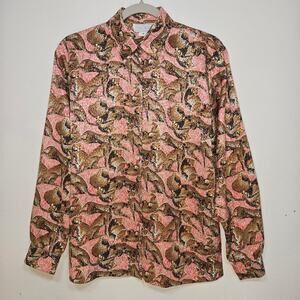 Don Caster Women's Button Up Blouse With Cheetah Design. Size 4.